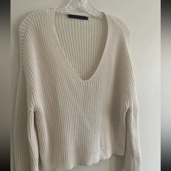 Jenni Kayne Womens Cabin Sweater Cable Knit Heavy Organic Cotton Medium Ivory - Picture 4 of 9